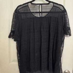 Elegant Black Sheer Women's Top